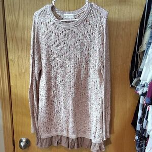 Knox Rose Blush Pink Open Knit Sweater